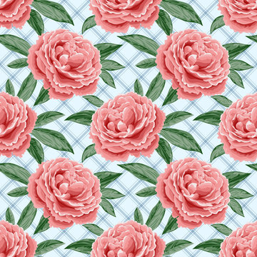 Seamless pattern with peonies