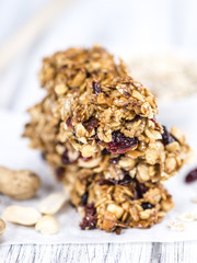 Homemade Granola Bars with Peanuts and Cranberries (selective fo