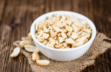 Heap of chopped Peanuts (selective focus)