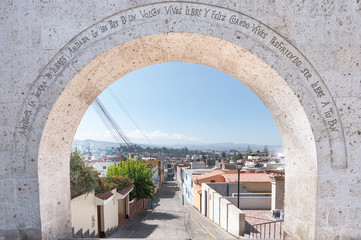 Yanahuara Plaza, view point of Arequipa City - obrazy, fototapety, plakaty