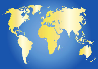 Fototapeta na wymiar World map vector illustration isolated on blue