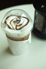 Iced mocha coffee in glass