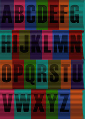 Striped Black Alphabet. Illustration