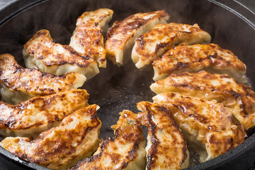 焼き餃子　 Delicious pot sticker Chinese food