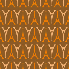 seamless pattern. the image shows the Eiffel Tower, some of which are right and others are turned