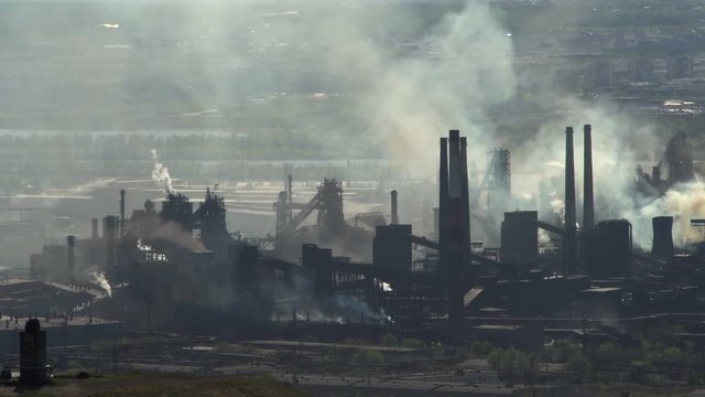 Environmental Pollution. Taymlaps Smoke in the Sky From a Large Plant.