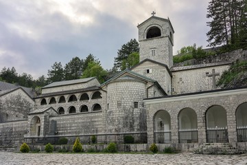 Fototapeta na wymiar Ancient Monastery of the Nativity of the Blessed Virgin Mary in Cetinje, Popular touristic spot in Montenegro.