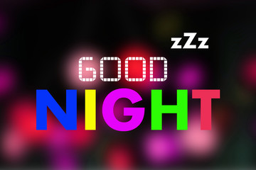 good night word on night light blurred background