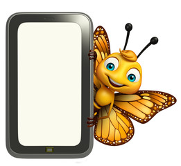 Butterfly cartoon character with mobile