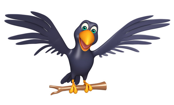 sitting Crow cartoon character Stock Illustration | Adobe Stock