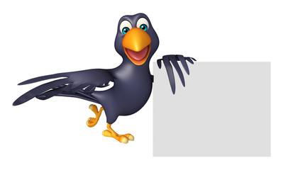cute Crow cartoon character with board