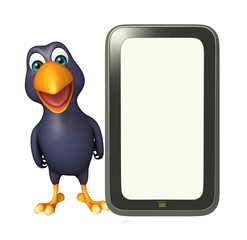 fun Crow cartoon character   with mobile