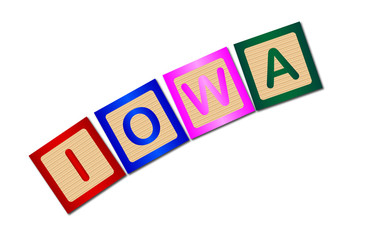 Iowa Wooden Block Letters