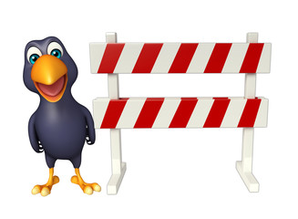 cute Crow cartoon character with baracade