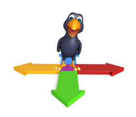 cute  Crow cartoon character  with arrow