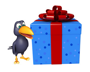  Crow cartoon character  with giftbox