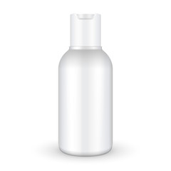 Mock Up Cream, Shampoo, Gel Or Lotion Plastic Bottle On White Background Isolated. Ready For Your Design. Product Packing Vector EPS10