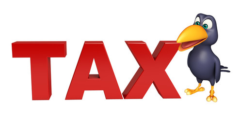 fun Crow cartoon character  with tax sign