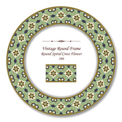 Vintage Round Retro Frame 386 Round Spiral Corss Flower
