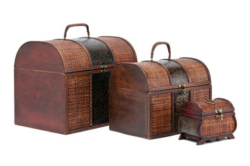 view of brown wooden chest.