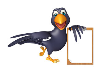fun Crow cartoon character  with exam pad