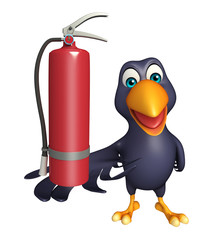 fun Crow cartoon character  with fire extinguishing