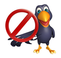 fun  Crow cartoon character with stop sign