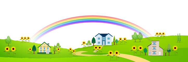 ひまわり　夏　風景　背景