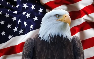 Foto op Plexiglas Vlag van de Verenigde Staten met adelaar © Gianfranco Bella