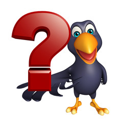  Crow cartoon character with question sign