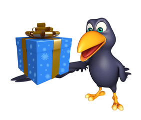  Crow cartoon character  with giftbox