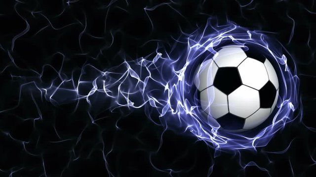 Soccer Ball in Blue Abstract Particles Ring, Loop, 4k
