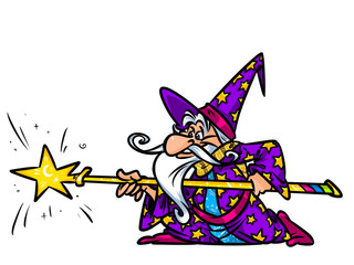 Wizard magic staff cartoon illustration