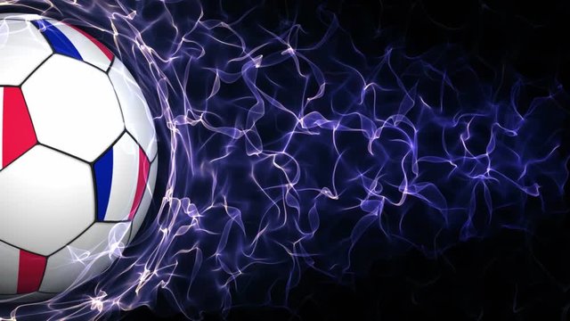 France Flag Soccer Ball in Blue Abstract Particles Ring, Loop, 4k
