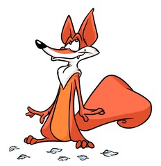 Sly fox bird feathers cartoon illustration    image character  animal