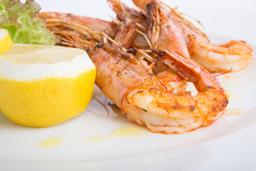 Fresh grilled shrimps