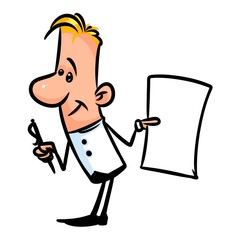 Man Paper notebook cartoon illustration