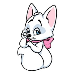 White cat isolated image animal character