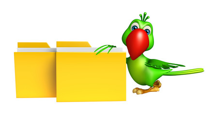 cute Parrot cartoon character with folder