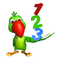  Parrot cartoon character with 123 sign