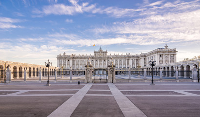 Fototapeta na wymiar View at the Royal Palace of Madrid