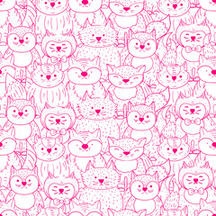 Fototapeta premium Cats seamless pattern