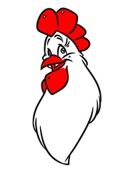 Emblem rooster head cartoon illustration   image character bird
