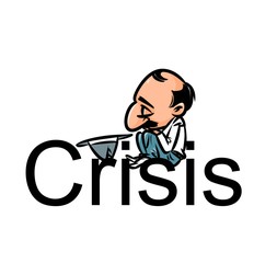 Word crisis unemployed people begging cartoon illustration  image character