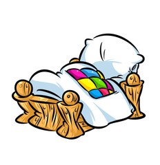 Bed pillow quilt interior furnishings  cartoon illustration
