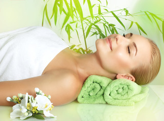 Happy woman at spa