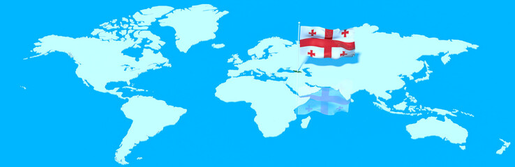 Pianeta Terra 3D con bandiera al vento Georgia
