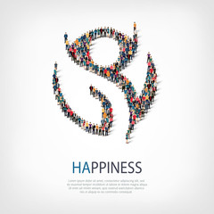 happiness people sign 3d