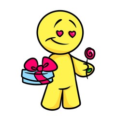 Smiley character Love gift cartoon illustration isolated image