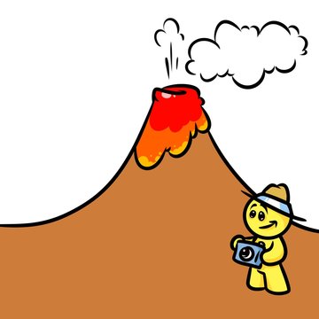 Smiley character volcano cartoon illustration